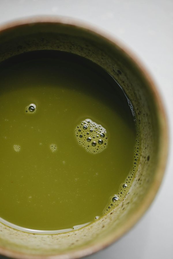 Green tea of matcha in bowl
